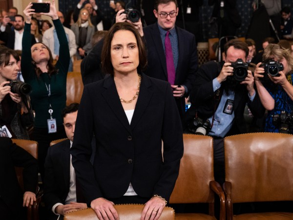 WASHINGTON, D.C., UNITED STATES - NOVEMBER 21 2019:Fiona Hill, former official at the National Security Council specialising in the former Soviet Union and Russian and European affairs, at the U.S. Embassy in Ukraine attends the Open Hearings on the Impeachment of President Donald Trump of the House Intelligence Committee in Washington.