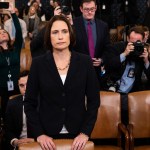 WASHINGTON, D.C., UNITED STATES - NOVEMBER 21 2019:Fiona Hill, former official at the National Security Council specialising in the former Soviet Union and Russian and European affairs, at the U.S. Embassy in Ukraine attends the Open Hearings on the Impeachment of President Donald Trump of the House Intelligence Committee in Washington.