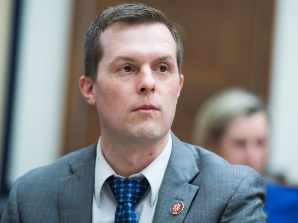UNITED STATES - MARCH 6: Rep. Jared Golden, D-Maine, is seen during a House Armed Services Committee hearing titled "Outside Perspectives on Nuclear Deterrence Policy and Posture," in Rayburn Building on Wednesday, March 6, 2019. (Photo By Tom Williams/CQ Roll Call)