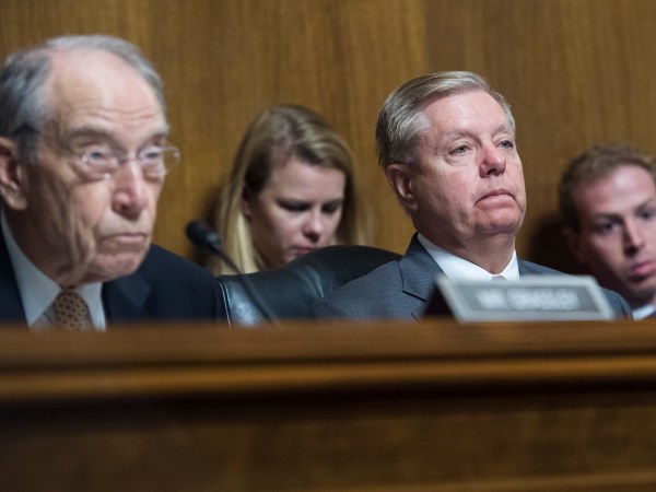 UNITED STATES - SEPTEMBER 11: Chairman Lindsey Graham, R-S.C., and Sen. Chuck Grassley, R-Iowa, attend the Senate Judiciary Committee confirmation hearing for Steven J. Menashi, nominee to be a circuit judge on the U.S. Court of Appeals for the Second Circuit, in Dirksen Building on Wednesday, September 11, 2019. (Photo By Tom Williams/CQ Roll Call)