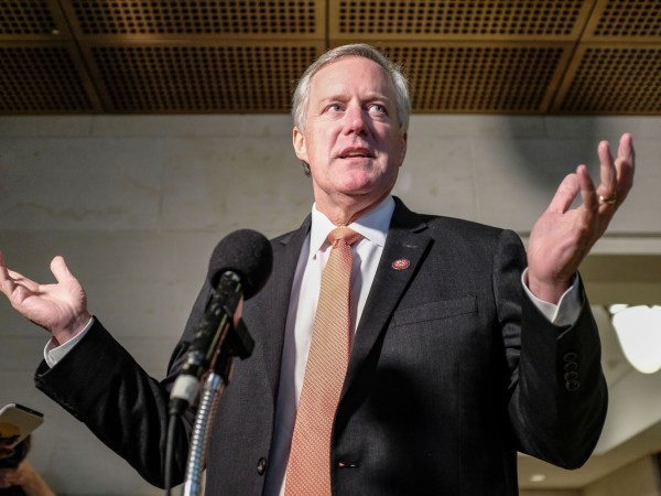 WASHINGTON, DC - OCTOBER 23:  Rep. Mark Meadows, (R-N.C), speaks to members of the media during a closed session on Capitol Hill on October 23, 2019 in Washington, DC. Deputy Assistant Secretary of Defense Laura Cooper was on Capitol Hill to testify to the committees for the ongoing impeachment inquiry against President Donald Trump. (Photo by Alex Wroblewski/Getty Images)