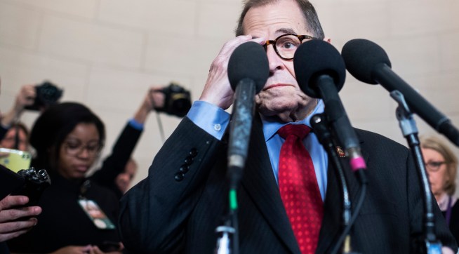 UNITED STATES - DECEMBER 13: Chairman Jerrold Nadler, D-N.Y., prepares to address the media after the House Judiciary Committee passed two articles of impeachment against President Donald J. Trump on Friday, December 13, 2019. (Photo By Tom Williams/CQ Roll Call)
