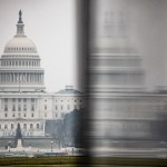 WASHINGTON, DC - DECEMBER 16: The U.S. Capitol is seen in the distance from the base of the Washington Monument on a stormy morning on December 16, 2019 in Washington, DC. Washington is preparing for the House of Representatives to hold the historic vote on the Articles of Impeachment of President Donald Trump later this week. If the vote passes in the House, President Trump will become only the third sitting U.S. President to be impeached in the 243 year history of the United States. (Photo by Samuel Corum/Getty Images)