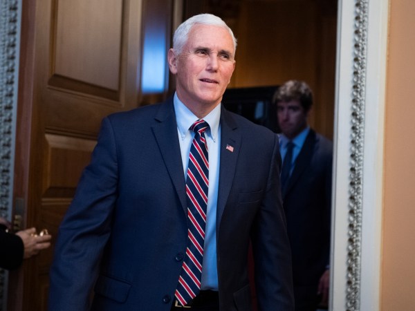 UNITED STATES - DECEMBER 17: Vice President Mike Pence leaves the Senate Policy luncheons in the Capitol on Tuesday, December 17, 2019. (Photo By Tom Williams/CQ Roll Call)