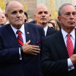 Former Mayor Rudy Giuliani, left, and NYC Mayor Michael Bloomberg at the 9/11 Memorial during ceremony marking the 12th Anniversary of the attacks on the World Trade Center in New York,Wednesday, Sept. 11, 2013. New York City Fire Commissioner Sal Cassano is behind in the middle.David Handschuh/New York Daily News/POOL