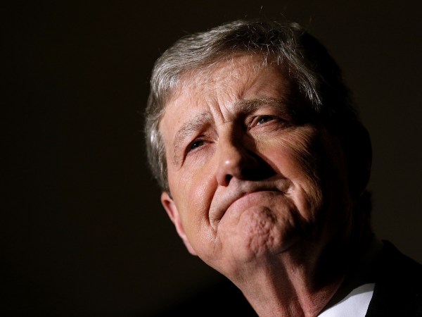 Republican candidate John Kennedy delivers a victory speech during an election party on December 10, 2016 in Baton Rouge, Louisiana. KennedyÕs victory further strengthens the RepublicanÕs majority hold over the U.S. Senate.