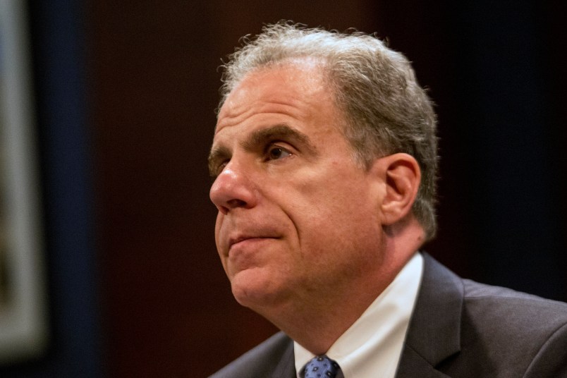 WASHINGTON, DC - JUNE 19: Justice Dept. Inspector General Michael E. Horowitz testifies to the house committee on June 19, 2018 in Washington, DC. The report focuses on the Justice Department's investigation into Hillary Clinton's use of private email's in 2016. (Photo by Alex Wroblewski/Getty Images)