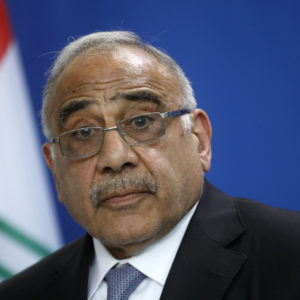 BERLIN, GERMANY - APRIL 30: Iraqi Prime Minister Adil Abdul-Mahdi addresses the media during a press conference at the Chancellery on April 30, 2019 in Berlin, Germany. This is Andul-Mahdi's first official visit to Germany since he became prime minister in 2018. (Photo by Michele Tantussi/Getty Images)