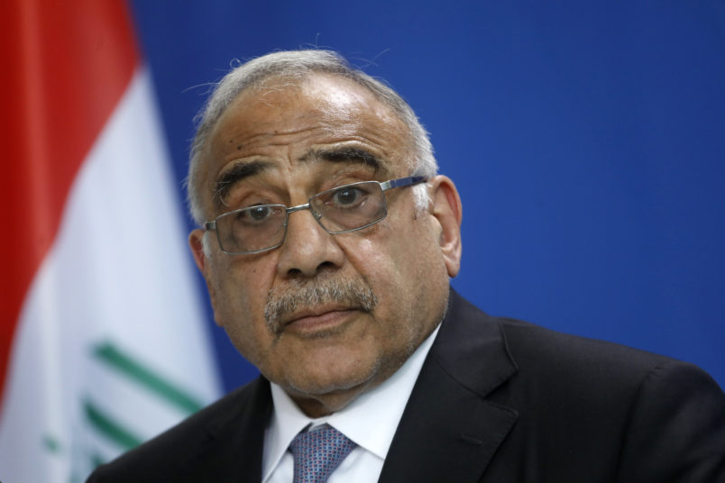 BERLIN, GERMANY - APRIL 30: Iraqi Prime Minister Adil Abdul-Mahdi addresses the media during a press conference at the Chancellery on April 30, 2019 in Berlin, Germany. This is Andul-Mahdi's first official visit to Germany since he became prime minister in 2018. (Photo by Michele Tantussi/Getty Images)