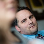 WASHINGTON, DC - FEBRUARY 4:  Matt Golsteyn, 38, is a former special forces officer that is now being investigated for war crimes committed in Afghanistan. He is pictured in his Washington, DC office with his wife, Julie, 35, and their son Henry, 4 mos. (Photo by Sarah L. Voisin/The Washington Post)