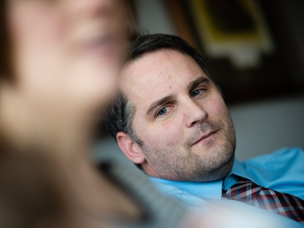 WASHINGTON, DC - FEBRUARY 4:  Matt Golsteyn, 38, is a former special forces officer that is now being investigated for war crimes committed in Afghanistan. He is pictured in his Washington, DC office with his wife, Julie, 35, and their son Henry, 4 mos. (Photo by Sarah L. Voisin/The Washington Post)