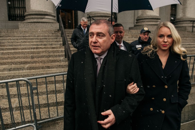 NEW YORK, NY - DECEMBER 02: Lev Parnas walks into the Southern District of New York Courthouse on December 2, 2019 in New York City. A business associate of President Donald Trump's personal attorney Rudy Giuliani, Parnas has been accused of conspiring to make illegal contributions to political committees supporting President Donald Trump and other Republicans, and wanting to use the donations to lobby U.S. politicians to support the removal of the U.S. ambassador to Ukraine. (Photo by Scott Heins/Getty Images)