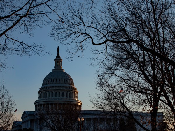 WASHINGTON, DC - JANUARY 29: The sun sets over the U.S. Capitol as the Senate impeachment trial of President Donald Trump continues on January 29, 2020 in Washington, DC. The trial entered the phase today where senators will have the opportunity to submit written questions to the House managers and President Trump's defense team. (Photo by Samuel Corum/Getty Images)