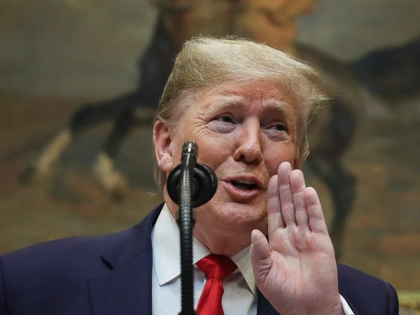 WASHINGTON, DC Ð JANUARY 9: U.S. President Donald Trump speaks  during an event to unveil significant changes to the National Environmental Policy Act, in the Roosevelt Room of the White House on January 9, 2020 in Washington, DC. The changes to the nationÕs landmark environmental law would make it easier for federal agencies to approve infrastructure projects without considering climate change. President Trump also took several questions from reporters, including questions of Iran and impeachment. (Photo by Drew Angerer/Getty Images)