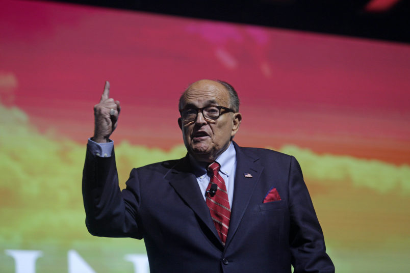 PALM BEACH, FL - DECEMBER 19: Trump Attorney Rudy Giuliani Addresses the crowd at the Turning Point USA Student Action Summit on December 19, 2019 in Palm Beach, Florida. Conservative high school students gathered for a 4-day invite-only conference hosted by Turning Point USA to hear from conservative leaders and activists from across the U.S.(Photo by Saul Martinez/Getty Images)