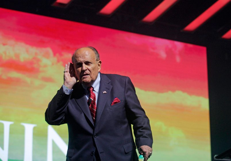 PALM BEACH, FL - DECEMBER 19: Trump Attorney Rudy Giuliani Addresses the crowd at the Turning Point USA Student Action Summit on December 19, 2019 in Palm Beach, Florida. Conservative high school students gathered for a 4-day invite-only conference hosted by Turning Point USA to hear from conservative leaders and activists from across the U.S.(Photo by Saul Martinez/Getty Images)
