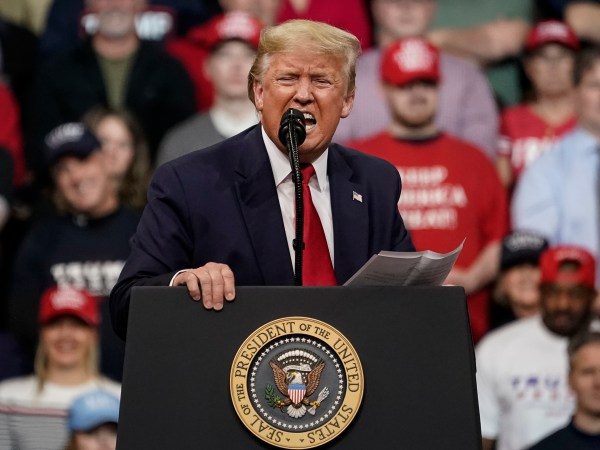 MANCHESTER, NH - FEBRUARY 10: U.S. President Donald Trump speaks during a "Keep America Great" rally at Southern New Hampshire University Arena on February 10, 2020 in Manchester, New Hampshire. New Hampshire will hold its first in the national primary on Tuesday. (Photo by Drew Angerer/Getty Images)