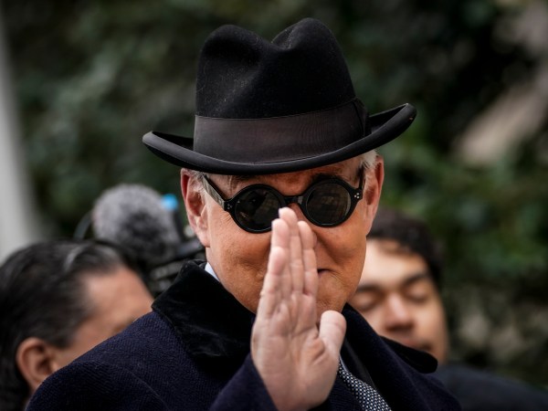 WASHINGTON, DC - FEBRUARY 20: Roger Stone, former adviser to U.S. President Donald Trump, arrives at E. Barrett Prettyman United States Courthouse on February 20, 2020 in Washington, DC. Stone will be sentenced Thursday morning on his convictions for witness tampering and lying to Congress. (Photo by Drew Angerer/Getty Images)