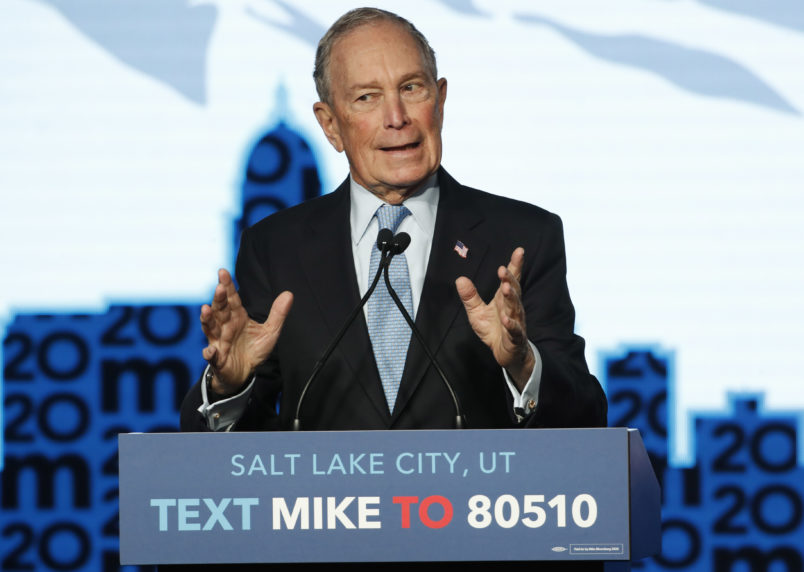 SALT LAKE CITY, UT - FEBRUARY 20: Democratic presidential candidate, Mike Bloomberg talks to supporters at a rally on February 20, 2020 in Salt Lake City, Utah. Bloomberg is making his second visit to Utah before it votes on super Tuesday March 3rd.(Photo by George Frey/Getty Images)