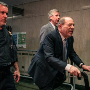 NEW YORK, NY - FEBRUARY 24: Harvey Weinstein enters New York City Criminal Court on February 24, 2020 in New York City. Jury deliberations in the high-profile trial are believed to be nearing a close, with a verdict on Weinstein's numerous rape and sexual misconduct charges expected in the coming days. (Photo by Scott Heins/Getty Images)