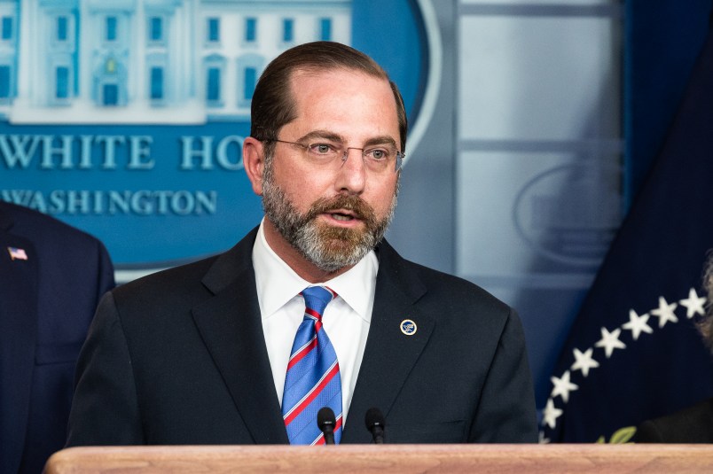 WASHINGTON, UNITED STATES - FEBRUARY 26, 2020: Alex Azar, United States Secretary of Health and Human Services, speaking at a press conference about the Coronavirus.