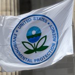 WASHINGTON, D.C. - APRIL 22, 2018:  A flag with the United States Environmental Protection Agency (EPA) logo flies at the agency's headquarters in Washington, D.C.  (Photo by Robert Alexander/Getty Images)