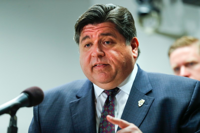 Gov. JB Pritzker speaks at a press conference on Wednesday, April 24, 2019. Illinois voters will decide whether to auhtorize a graduated-rate tax based on income size. (Jose M. Osorio/Chicago Tribune)