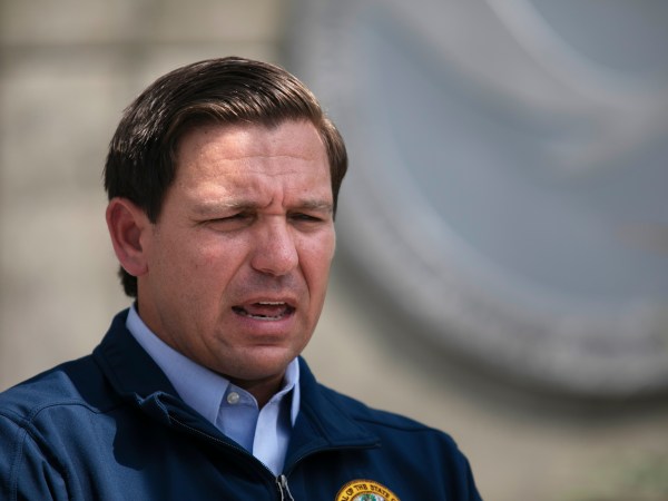MIAMI, FL - AUGUST 29: Governor Ron DeSantis gives a briefing regarding Hurricane Dorian to the media at National Hurricane Center on August 29, 2019 in Miami, Florida. (Photo by Eva Marie Uzcategui/Getty Images)