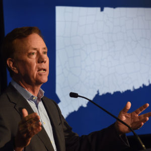 Gov. Ned Lamont speaks at a press conference at the UConn School of Business Graduate Learning Center in Hartford, Connecticut on Tuesday, Jan. 13, 2020. (Brad Horrigan/Hartford Courant/TNS)