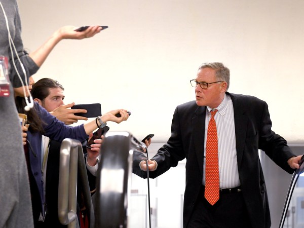 WASHINGTON, DC -JANUARY 30:Sen. Richard Burr (R-N.C.) talks with reporters as he heads to the Senate Chambers January 30, 2020 in Washington, DC. Senators spend a second day asking both the House prosecutors and President Trump's defense team questions during the Senate impeachment trial.(Photo by Katherine Frey/The Washington Post)