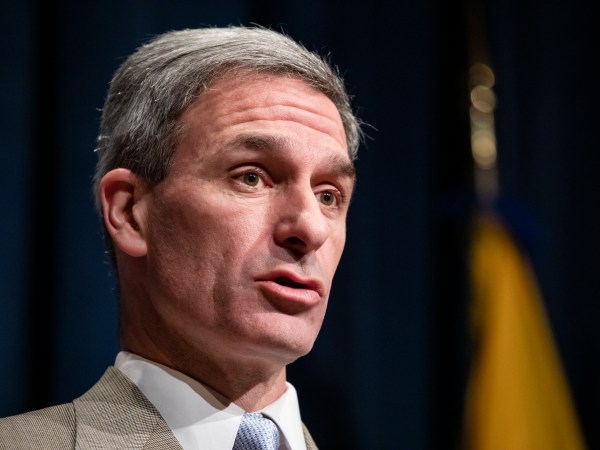 WASHINGTON, DC - FEBRUARY 07: Homeland Security Acting Deputy Secretary Ken Cuccinelli speaks during a press conference on recent developments with the coronavirus with other members of President Trump's Coronavirus Task Force at the Health and Human Services headquarters on February 7, 2020 in Washington, DC. Li Wenliang, the 33-year-old ophthalmologist based in Wuhan who was detained by the Chinese Government after raising early warnings about the virus, died on Friday from the virus. (Photo by Samuel Corum/Getty Images) *** Local Caption *** Ken Cuccinelli