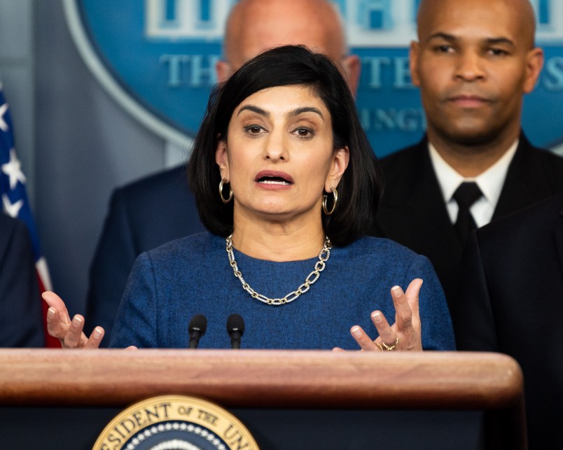 WASHINGTON, UNITED STATES - MARCH 09, 2020: Seema Verma, Administrator of the Centers for Medicare and Medicaid Services speaks at the Coronavirus Task Force Press Conference.