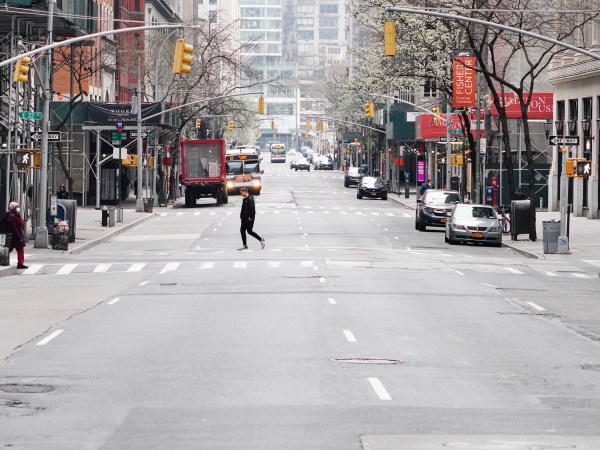 A portion of Park Avenue, between 28th Street and 34th Street closed to motorists to promote 'Social Distancing' amid Coronavirus(Covid-19) Pandemic on March 30, 2020.  (Photo by John Nacion/NurPhoto)