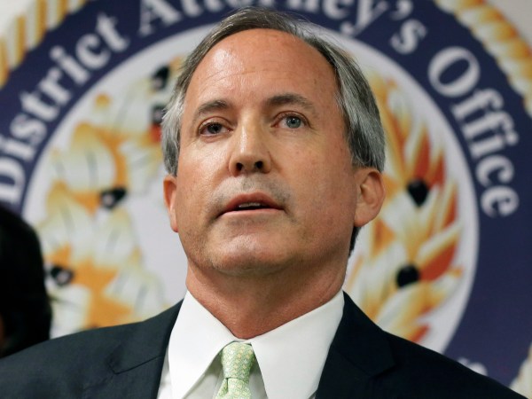 HOLD FOR STORY - FILE - In this June 22, 2017, file photo, Texas Attorney General Ken Paxton speaks at a news conference in Dallas. (AP Photo/Tony Gutierrez, File)
