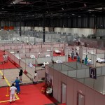 A general view a temporary field hospital set at Ifema convention and exhibition of in Madrid, Spain, Thursday, April 2, 2020. The new coronavirus causes mild or moderate symptoms for most people, but for some, especially older adults and people with existing health problems, it can cause more severe illness or death. (AP Photo/Manu Fernandez)