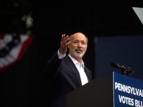 PHILADELPHIA, PA - SEPTEMBER 21:  Pennsylvania Governor Tom Wolf speaks before former President Barack Obama during a campaign rally for statewide Democratic candidates on September 21, 2018 in Philadelphia, Pennsylvania.  Midterm election day is November 6th.  (Photo by Mark Makela/Getty Images)