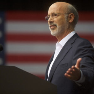 PHILADELPHIA, PA - SEPTEMBER 21:  Pennsylvania Governor Tom Wolf speaks before former President Barack Obama during a campaign rally for statewide Democratic candidates on September 21, 2018 in Philadelphia, Pennsylvania.  Midterm election day is November 6th.  (Photo by Mark Makela/Getty Images)