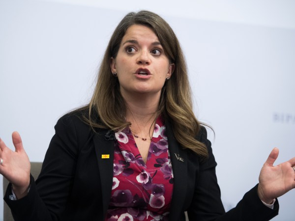 UNITED STATES - OCTOBER 11: Maggie Toulouse Oliver, New Mexico Secretary of State, participates in a discussion on elections at the Bipartisan Policy Center on October 11, 2018. (Photo By Tom Williams/CQ Roll Call)