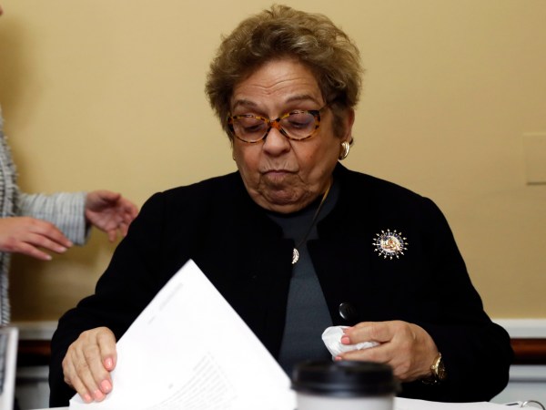 Rep. Donna Shalala, D-Fla., looks as papers during break in the House Rules Committee hearing on the impeachment against President Donald Trump, Tuesday, Dec. 17, 2019, on Capitol Hill in Washington. (AP Photo/Jacquelyn Martin, Pool)
