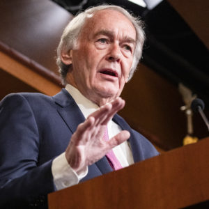 WASHINGTON, DC - JANUARY 24: Senator Ed Markey (D-MA) speaks during a press conference on the Senate impeachment trial of President Donald Trump on January 24, 2020 in Washington, DC. Democratic House managers conclude their opening arguments on Friday as the Senate impeachment trial of President Donald Trump continues into its fourth day. (Photo by Samuel Corum/Getty Images) *** Local Caption *** Ed Markey