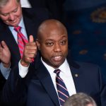 UNITED STATES - FEBRUARY 04: Sen. Tim Scott, R-S.C., is recognized by Present Donald Trump for his work on “opportunity zones” during the State of the Union address in the House Chamber on Tuesday, February 4, 2020. Opportunity zones are designed to bring investments to - low-income communities. (Photo By Tom Williams/CQ Roll Call)
