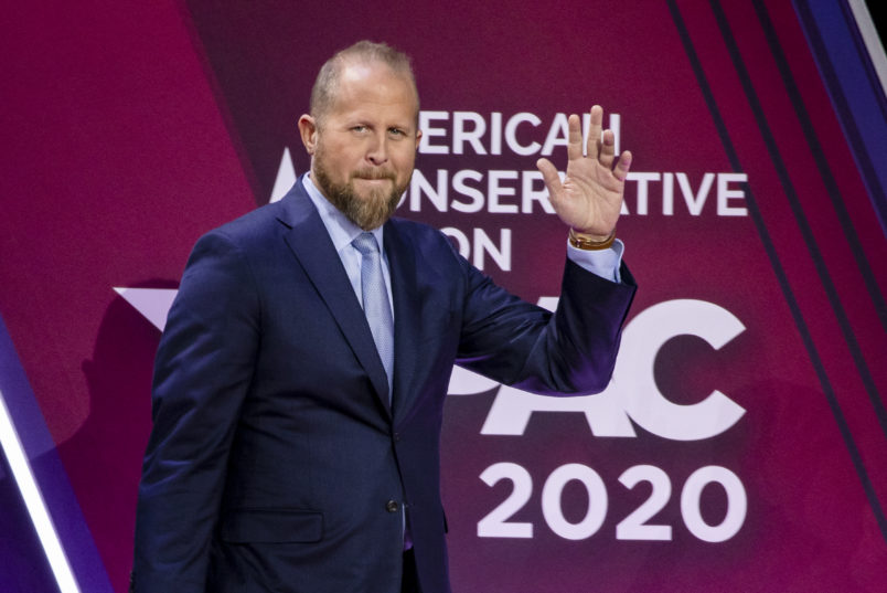 NATIONAL HARBOR, MD - FEBRUARY 28: Brad Parscale, campaign manager for Trump's 2020 reelection campaign, walks on stage during the Conservative Political Action Conference 2020 (CPAC) hosted by the American Conservative Union on February 28, 2020 in National Harbor, MD. (Photo by Samuel Corum/Getty Images) *** Local Caption *** Brad Parscale