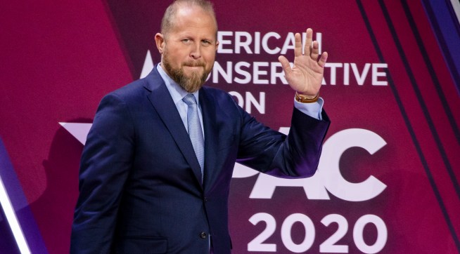 NATIONAL HARBOR, MD - FEBRUARY 28: Brad Parscale, campaign manager for Trump's 2020 reelection campaign, walks on stage during the Conservative Political Action Conference 2020 (CPAC) hosted by the American Conservative Union on February 28, 2020 in National Harbor, MD. (Photo by Samuel Corum/Getty Images) *** Local Caption *** Brad Parscale