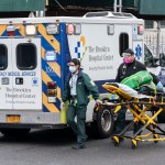 NEW YORK, UNITED STATES - 2020/04/04: First responders from The Brooklyn Hospital Center Emergency Medical Services arrived to treat patient at Greenpark nursing home The Phoenix in Brooklyn. (Photo by Lev Radin/Pacific Press/LightRocket via Getty Images)