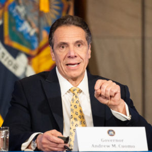 ALBANY, NEW YORK - APRIL 7, 2020:New York Governor, Andrew Cuomo (D) speaking at a press Conference at the State Capitol.