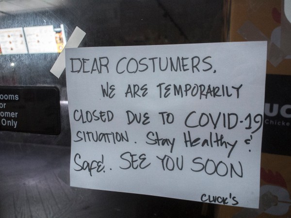 NEW YORK, NY - March 28:  MANDATORY CREDIT Bill Tompkins/Getty Images Japanese restaurant closed due to the coronavirus COVID-19 pandemic  on March 28, 2020 in New York City. (Photo by Bill Tompkins/Getty Images)