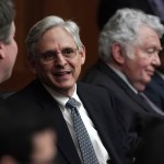 WASHINGTON, DC - APRIL 13:  Chief United States Circuit Judge of the United States Court of Appeals for the District of Columbia Circuit Merrick Garland (C) attends the investiture ceremony for U.S. District Judge Trevor N. McFadden April 13, 2018 at the U.S. District Court in Washington, DC.  (Photo by Alex Wong/Getty Images)