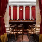 The empty courtroom is seen at the U.S. Supreme Court in Washington as the justices prepare final decisions of the high court's term, Monday, June 24, 2019. (AP Photo/J. Scott Applewhite)