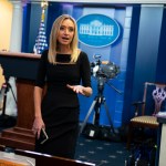 White House press secretary Kayleigh McEnany talks with reporters in the briefing room of the White House, Thursday, April 30, 2020, in Washington. (AP Photo/Evan Vucci)