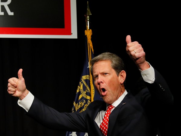 ATHENS, GA - NOVEMBER 06:  Republican gubernatorial candidate Brian Kemp attends the Election Night event at the Classic Center on November 6, 2018 in Athens, Georgia.  Kemp is in a close race with Democrat Stacey Abrams.  (Photo by Kevin C. Cox/Getty Images)